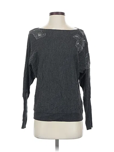 Pre-owned Lafayette 148 Long Sleeve Top Gray Boatneck Tops