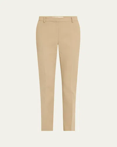 Lafayette 148 Manhattan Cotton Twill Cigarette Pants In Brown