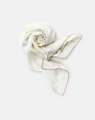 Lafayette 148 Manhattan Print Silk Twill Scarf In White