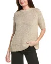 Lafayette 148 Marled Crewneck Linen-blend Sweater In Brown