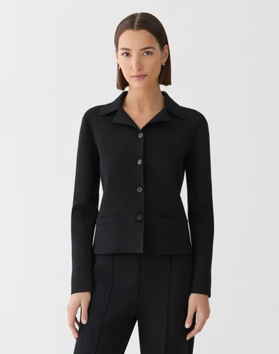 Lafayette 148 Matte Crepe Knit Blazer In Black