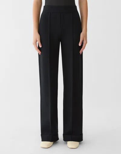 Lafayette 148 Matte Crepe Knit Straight Leg Pants In Black