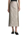 Lafayette 148 Metallic Baroque Botanical Brocade Maxi Pencil Skirt In Natural Multi