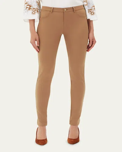 Lafayette 148 Mercer Acclaimed Stretch Mid-rise Skinny Jeans In Brown
