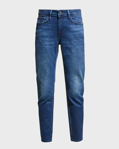 Lafayette 148 High Rise Straight Ankle Reeve Ital. Heritage Denim In Faded Skyline In Empire Indigo