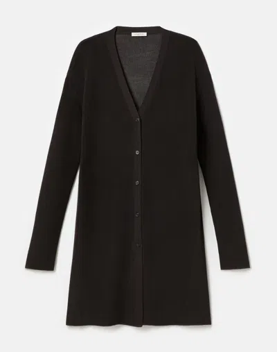 Lafayette 148 Mercerized Cotton Cord Yarn Ribbed Cardigan In Carbon