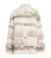 Lafayette 148 Merino-cashmere Woven Fringe Jacket In Neutral