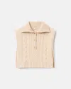 Lafayette 148 Merino Wool-cashmere Cable Knit Button Dickey In Sand