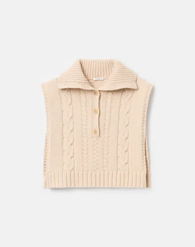 Lafayette 148 Merino Wool-cashmere Cable Knit Button Dickey In Sand