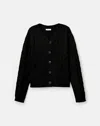 Lafayette 148 Merino Wool-cashmere Cable Knit Cardigan In Black