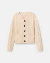 Lafayette 148 Merino Wool-cashmere Cable Knit Cardigan In Neutral