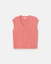 Lafayette 148 Merino Wool Cashmere Cable Knit Sweater Vest In Pink