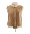 Lafayette 148 Merino Wool-cashmere Knitted Padded Gilet In Brown