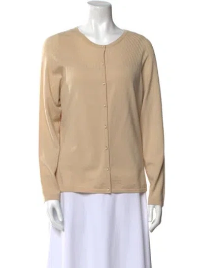 Pre-owned Lafayette 148 Merino Wool Crew Neck Sweater In Neutral