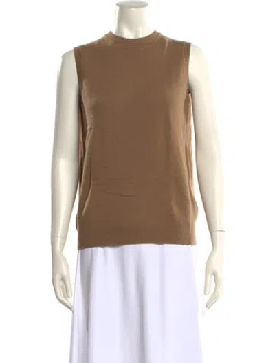 Pre-owned Lafayette 148 Merino Wool Crew Neck Sweater In Neutral