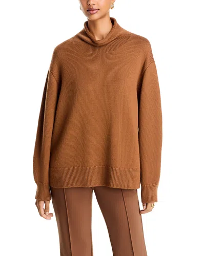 Lafayette 148 Merino Wool Funnel Neck Pullover In Brown