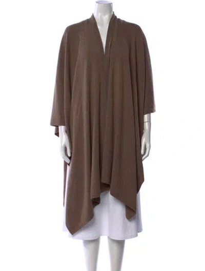 Pre-owned Lafayette 148 Merino Wool Open Front Sweater In Brown