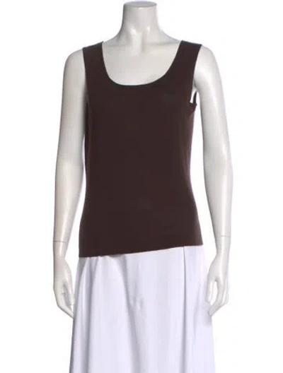 Pre-owned Lafayette 148 Merino Wool Scoop Neck Sweater In Brown