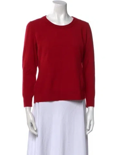 Pre-owned Lafayette 148 Merino Wool Scoop Neck Sweater In Red