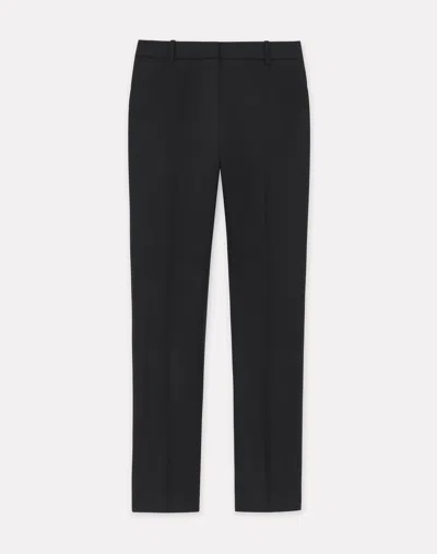 Lafayette 148 Merino Wool Stretch High Rise Straight Ankle Pants In Black