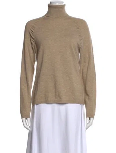 Pre-owned Lafayette 148 Merino Wool Turtleneck Sweater In Brown