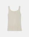 Lafayette 148 Mesh Jersey Scoop Neck Tank In Khaki