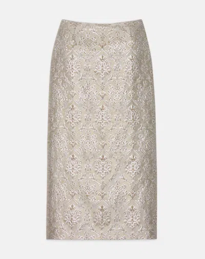 Lafayette 148 Metallic Baroque Botanical Brocade Maxi Pencil Skirt In Natural Multi
