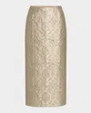 Lafayette 148 Metallic Baroque Botanical Brocade Maxi Pencil Skirt In Natural Multi