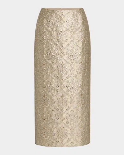 LAFAYETTE 148 METALLIC BROCADE MAXI PENCIL SKIRT
