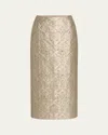 Lafayette 148 Metallic Brocade Maxi Pencil Skirt In Natural Multi