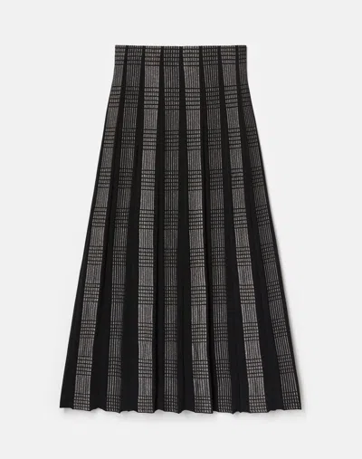 Lafayette 148 Metallic Check Stripe Knit Midi Skirt In Black