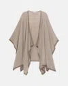 Lafayette 148 Metallic Flecked Lace Stitch Wrap Poncho In Smoked Taupe Metallic