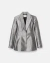 Lafayette 148 Metallic Jacquard Fitted Blazer In Silver