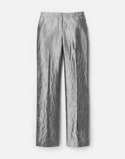 Lafayette 148 Metallic Jacquard High Rise Trouser Pant In Gray
