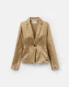 Lafayette 148 Metallic Satin Pintuck Peplum Pocket Jacket In Brown