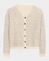 Lafayette 148 Metallic-stitch Pointelle Cardigan