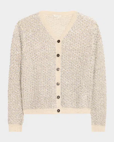Lafayette 148 Metallic-stitch Pointelle Cardigan