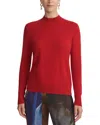 Lafayette 148 New York Metallic Trim Mock Neck Sweater In Red