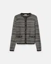 Lafayette 148 Metallic Velour Wool Cardigan Sweater In Black