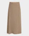 Lafayette 148 Metallic Wool-cashmere Knit Midi Skirt In Smoked Taupe Metallic