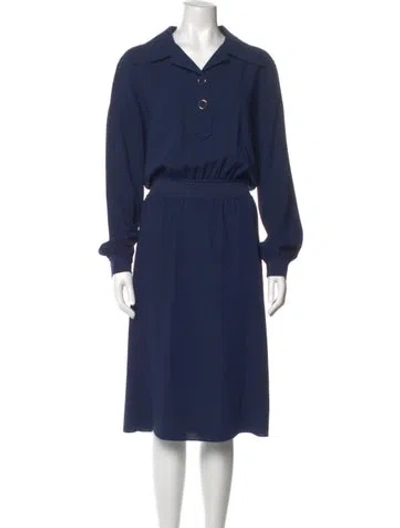 Pre-owned Lafayette 148 Midi Length Dress In Blue