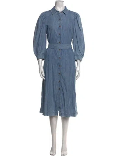Pre-owned Lafayette 148 Midi Length Dress In Blue