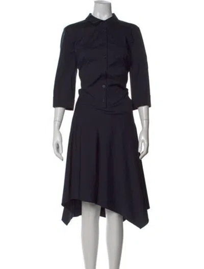 Pre-owned Lafayette 148 Midi Length Dress In Blue