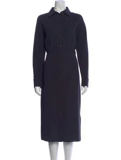 Pre-owned Lafayette 148 Midi Length Dress In Blue