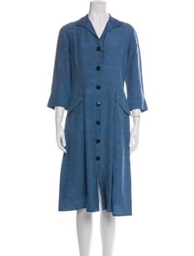 Pre-owned Lafayette 148 Midi Length Dress In Blue