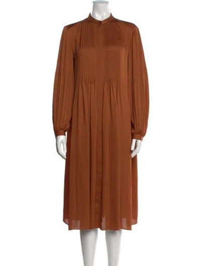Pre-owned Lafayette 148 Midi Length Dress In Brown