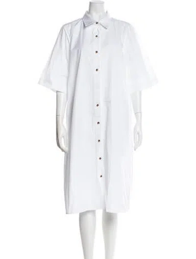 Pre-owned Lafayette 148 Midi Length Dress In White