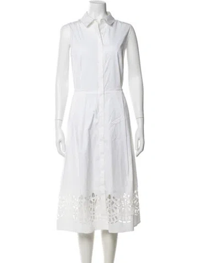 Pre-owned Lafayette 148 Midi Length Dress In White
