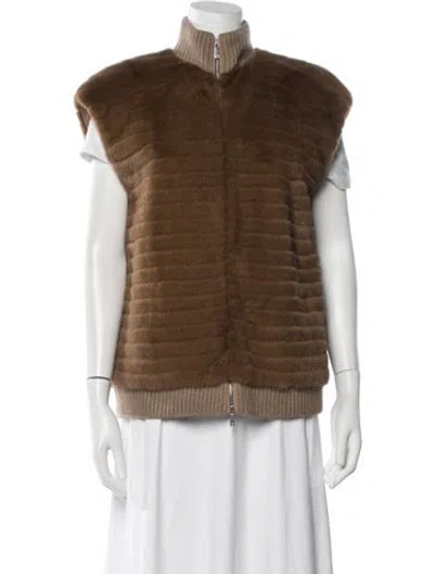 Pre-owned Lafayette 148 Mink Vest In Brown