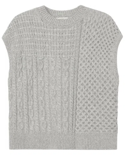 Lafayette 148 Mixed Stitch Wool-blend Vest In Gray